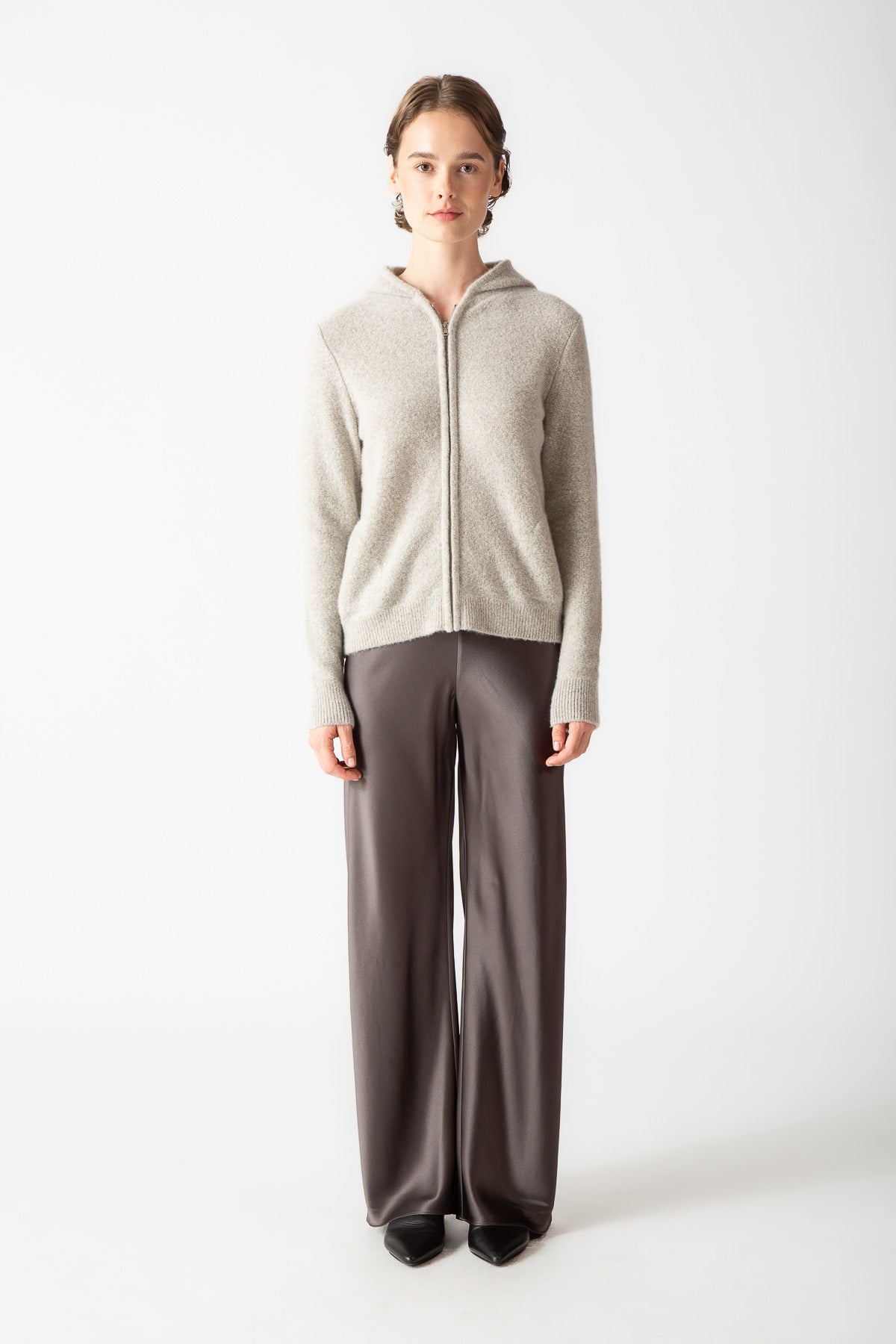 BOUCLE FULL-ZIP HOODIE CARDIGAN