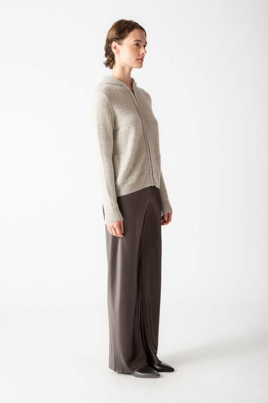 BOUCLE FULL-ZIP HOODIE CARDIGAN