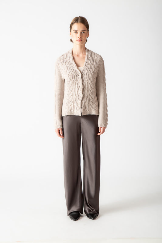 ARAN CABLE SHAWL COLLAR CARDIGAN