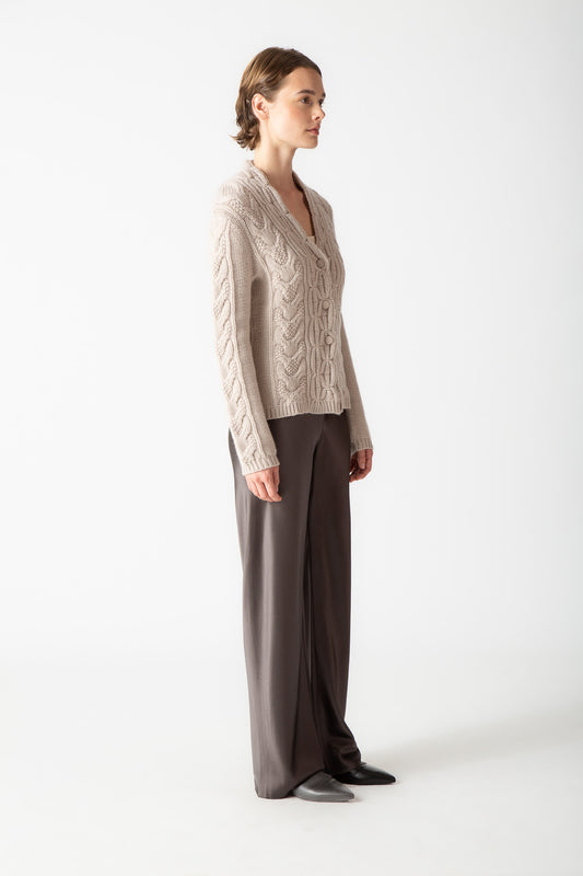 ARAN CABLE SHAWL COLLAR CARDIGAN