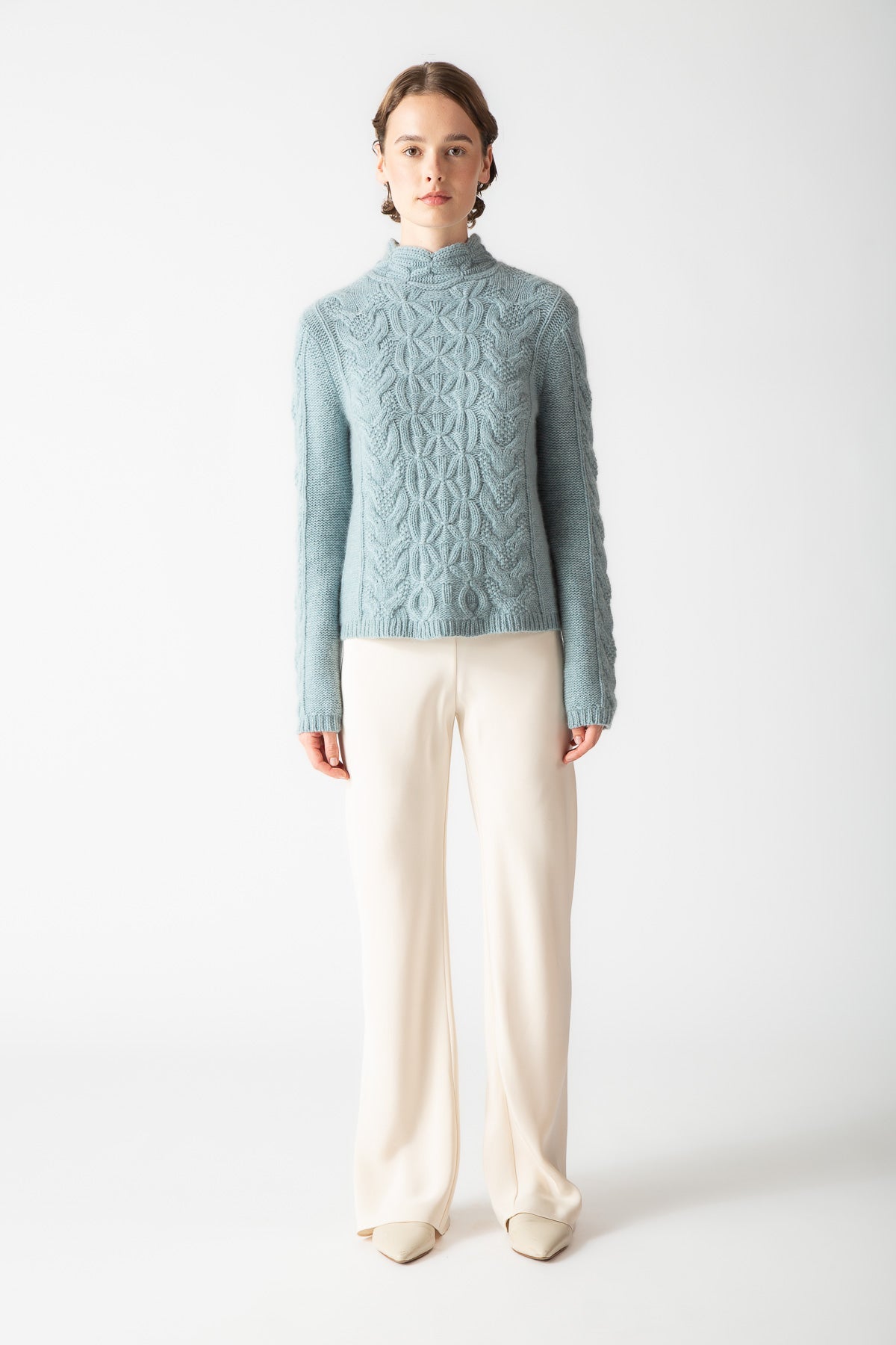 MIXED CABLE MOCKNECK