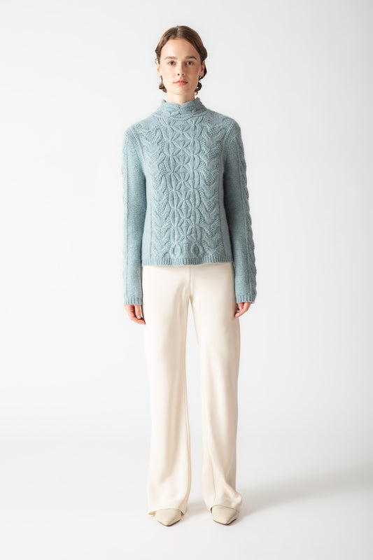 MIXED CABLE MOCKNECK