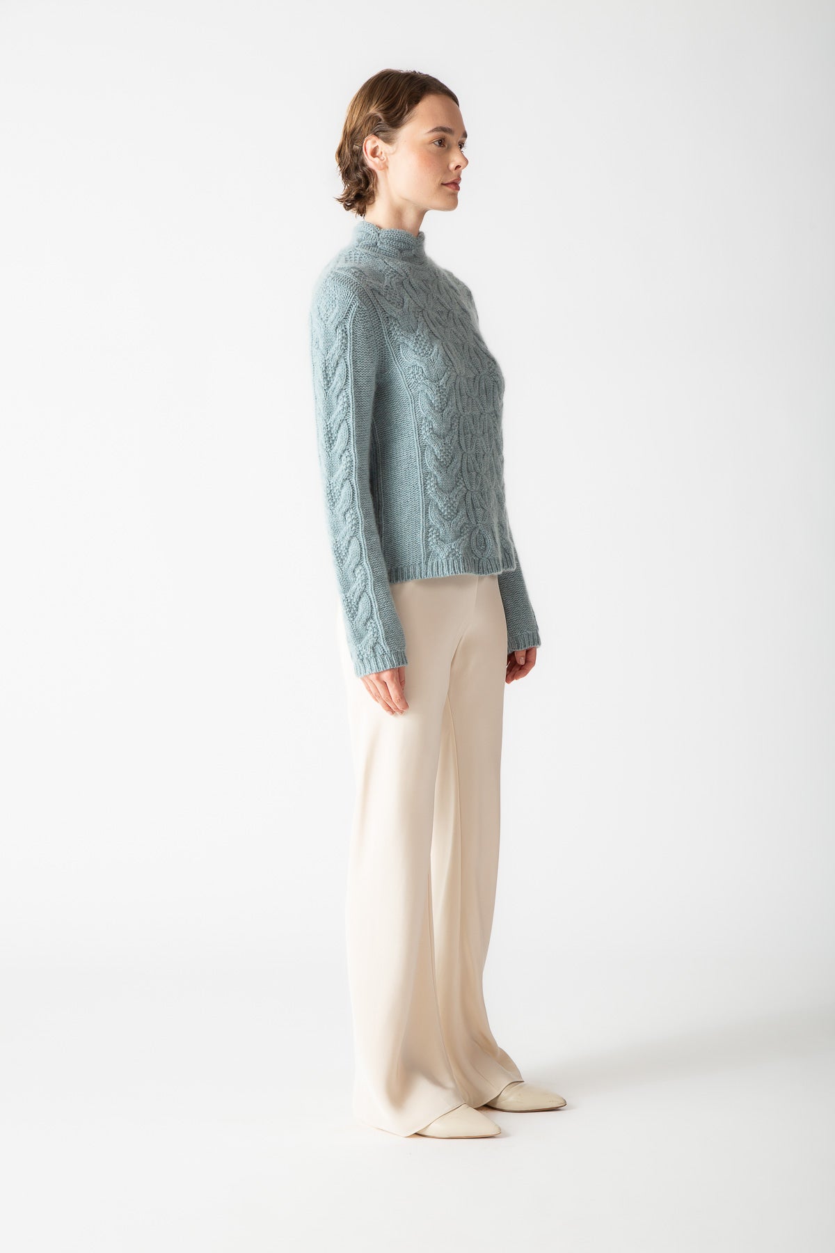 MIXED CABLE MOCKNECK