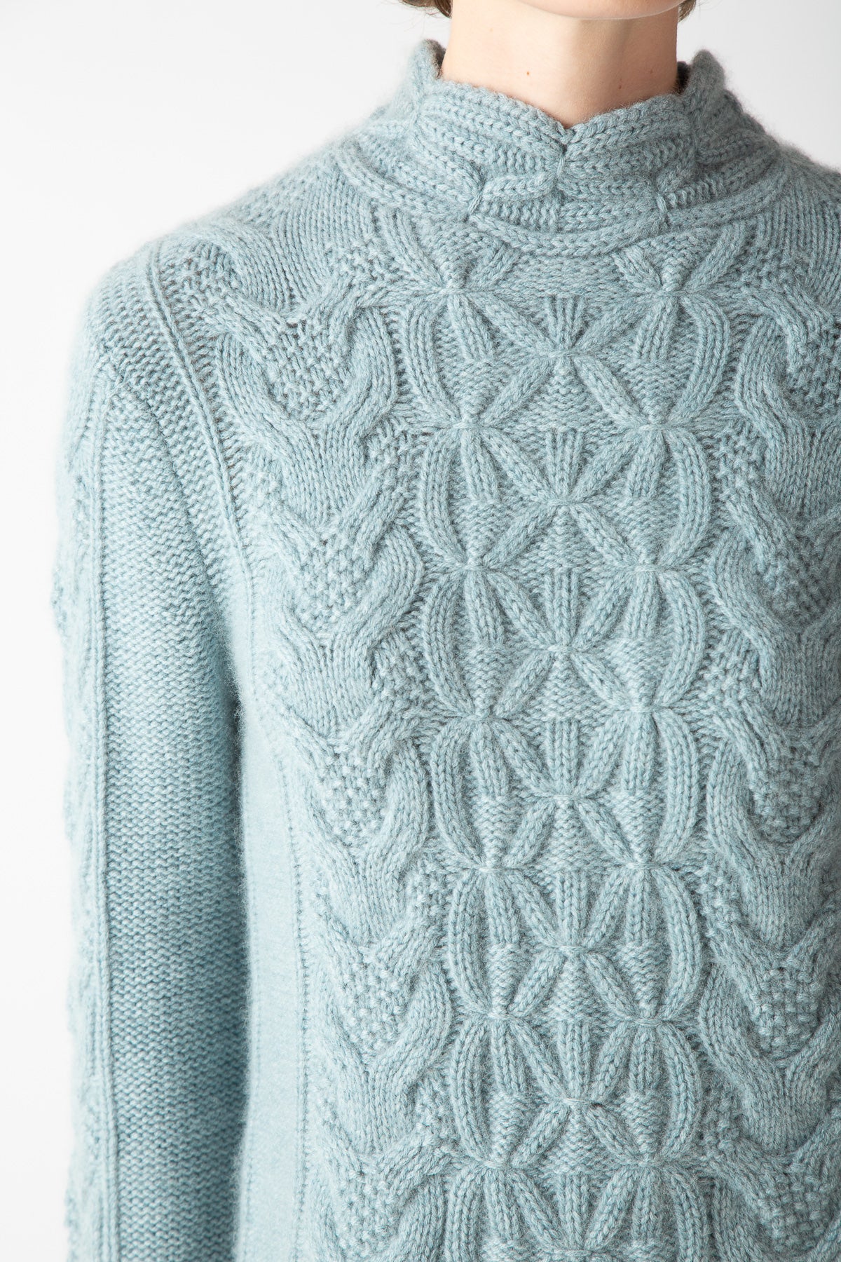 MIXED CABLE MOCKNECK