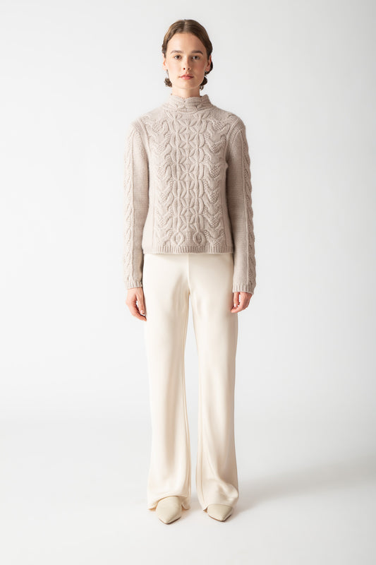 MIXED CABLE MOCKNECK