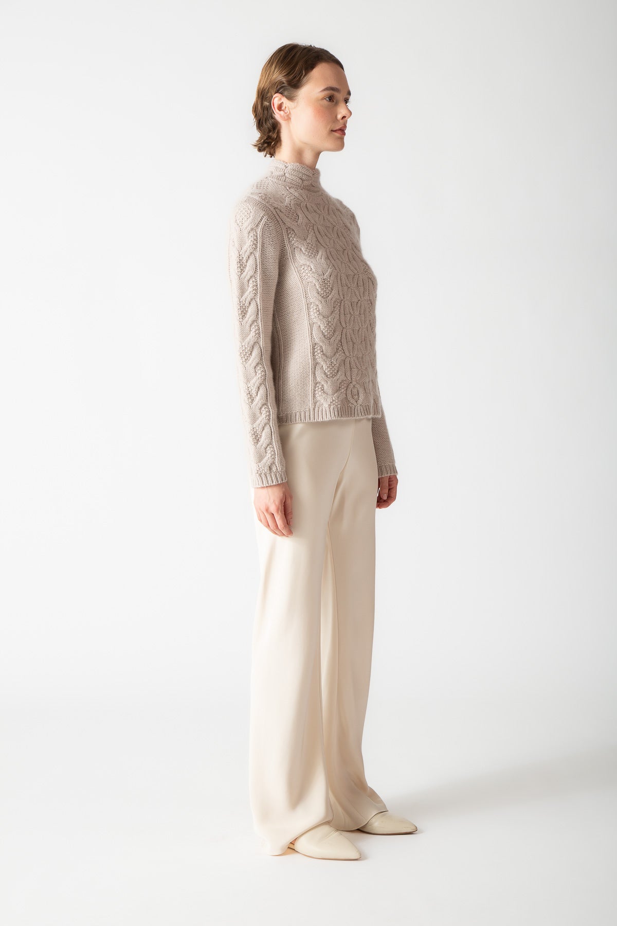 MIXED CABLE MOCKNECK