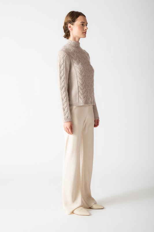 MIXED CABLE MOCKNECK