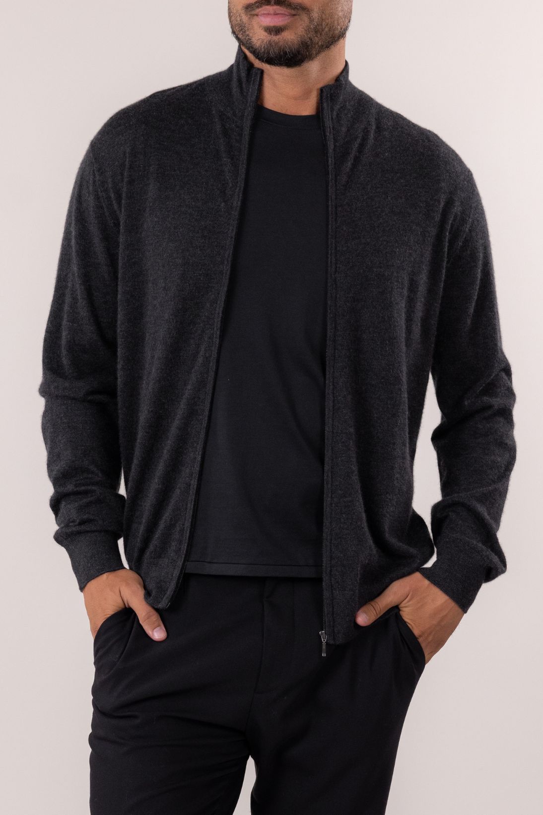 FULL ZIP MOCK CARDIGAN