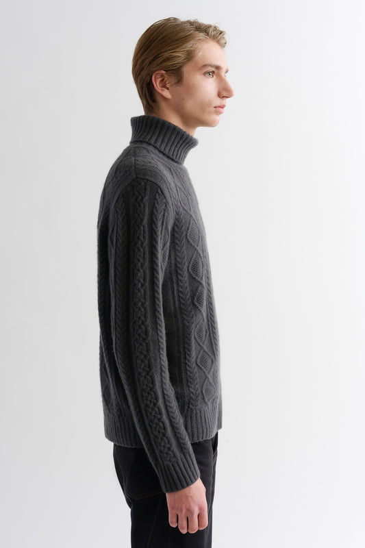 MIXED CABLE TURTLENECK