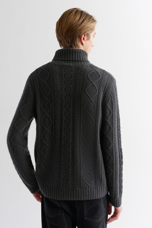 MIXED CABLE TURTLENECK