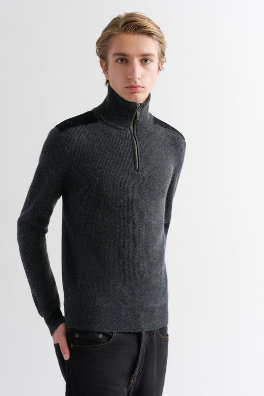 MOCK NECK ZIP SWEATER