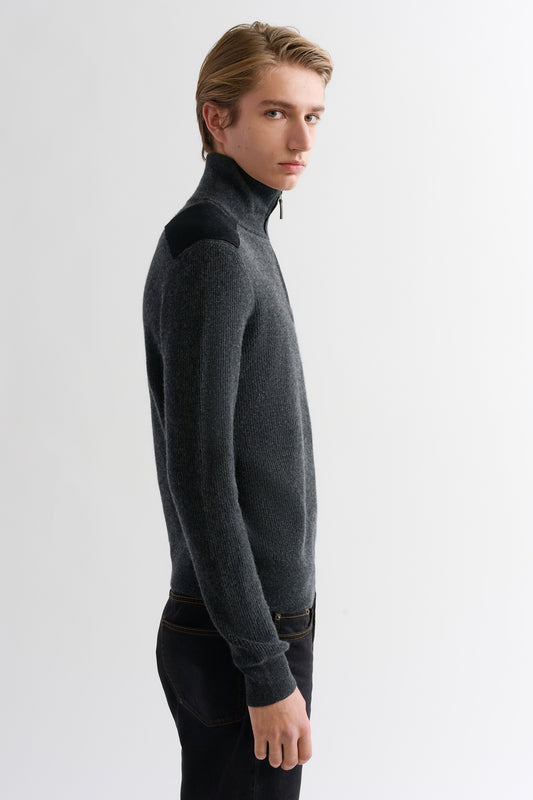 MOCK NECK ZIP SWEATER