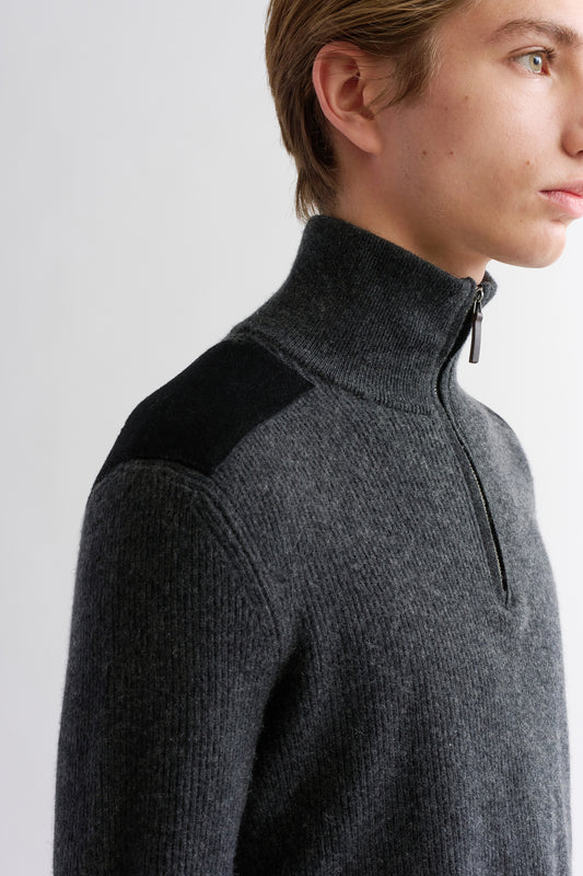 MOCK NECK ZIP SWEATER