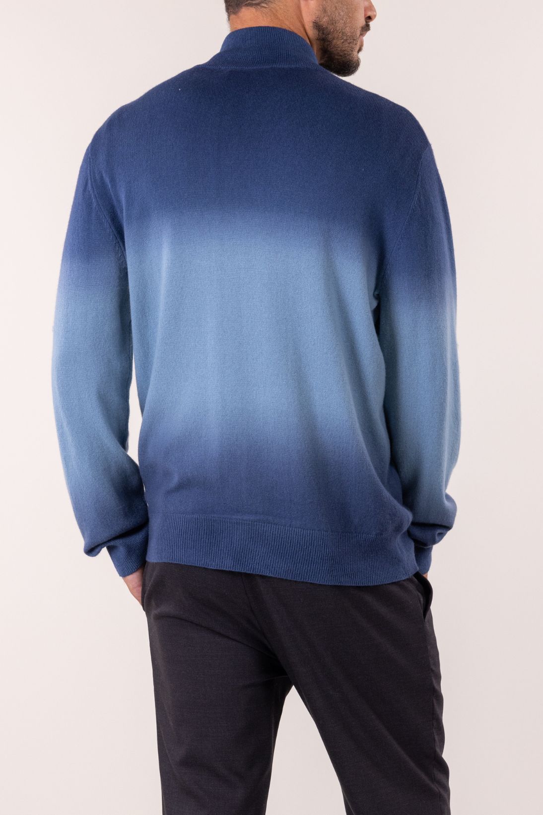 CASHMERE DIP DYE ZIP MOCK NECK