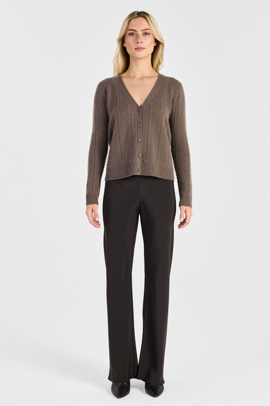 V-NECK CABLE CARDIGAN