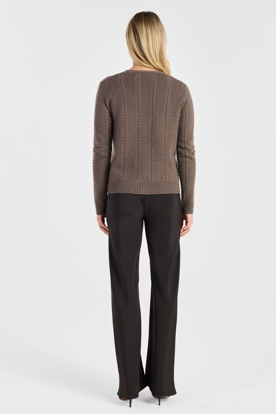 V-NECK CABLE CARDIGAN