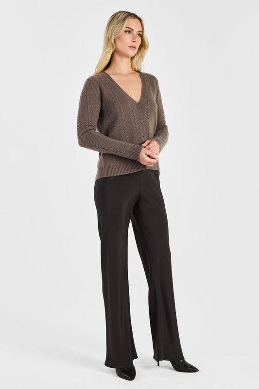 V-NECK CABLE CARDIGAN