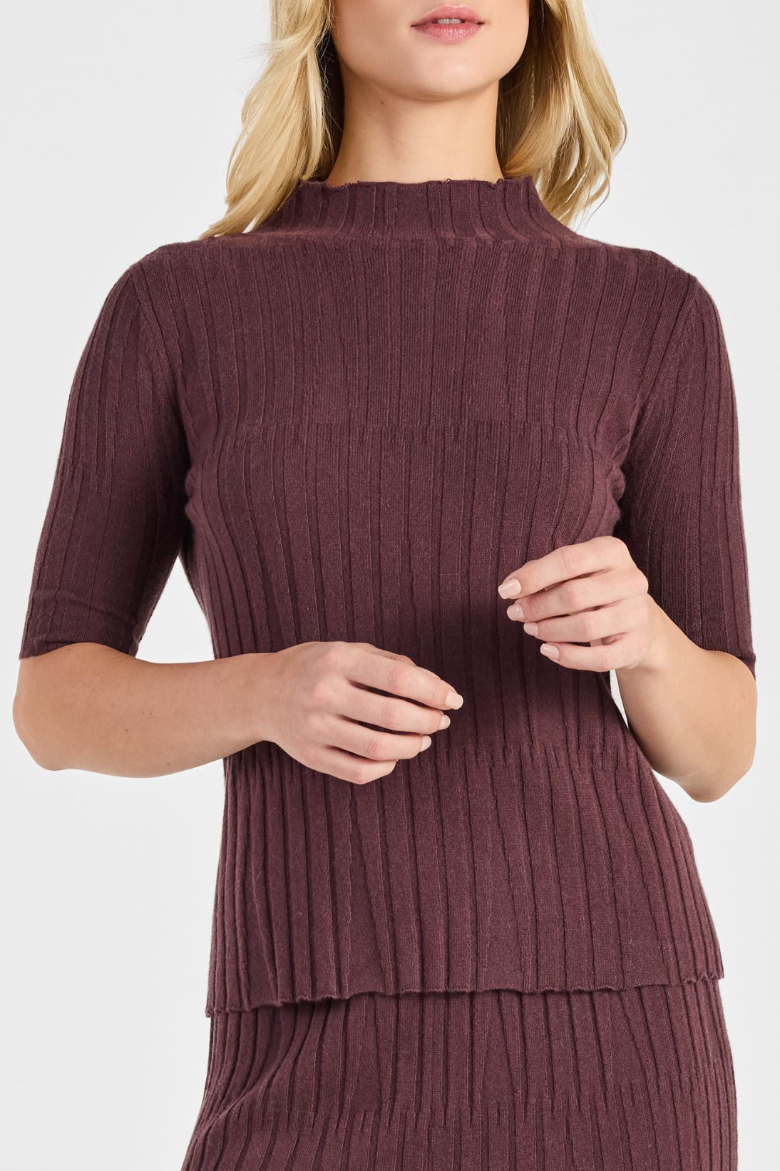 VARIEGATED RIB MOCKNECK