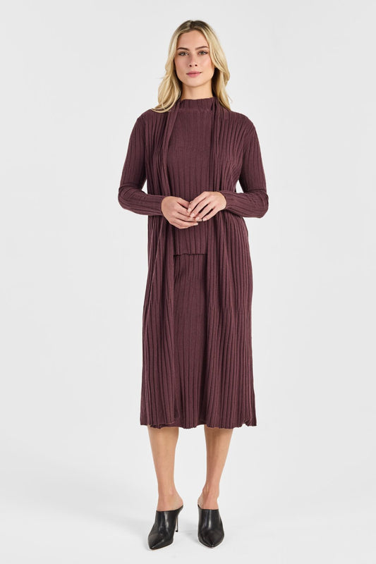 VARIEGATED RIB LONG CARDIGAN