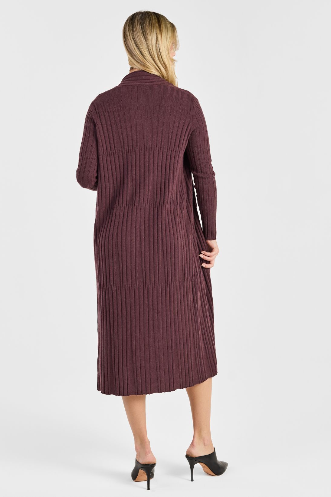 VARIEGATED RIB LONG CARDIGAN