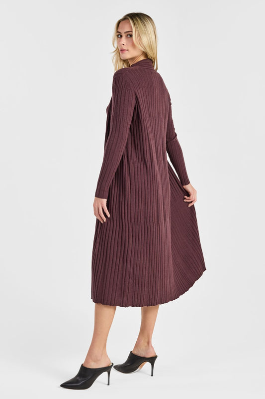 VARIEGATED RIB LONG CARDIGAN