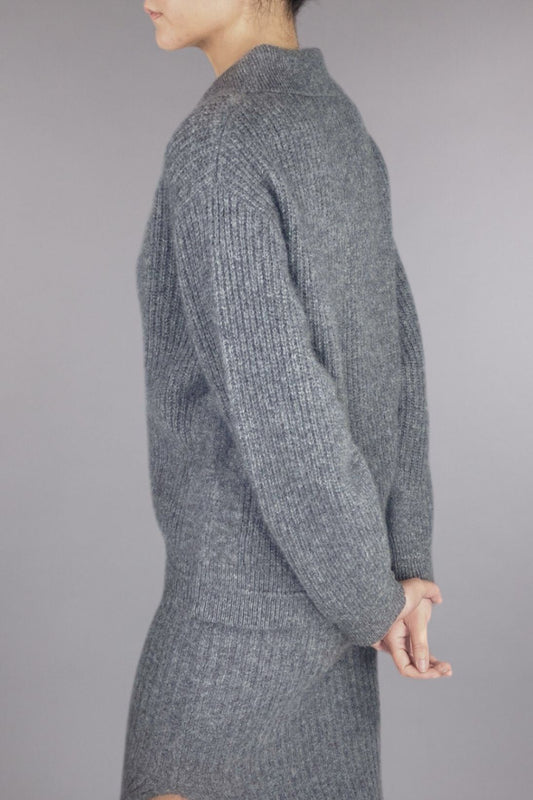 BOUCLE RIBBED OVERSIZE POLO