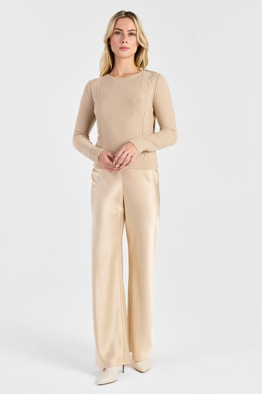 TEXTURED CABLE CREWNECK TOP