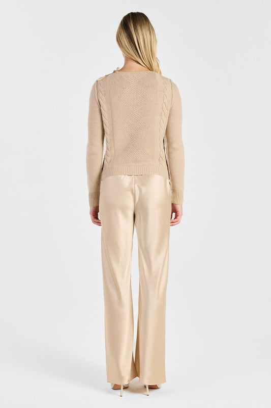 TEXTURED CABLE CREWNECK TOP