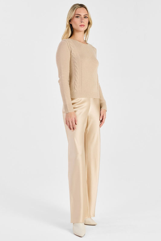 TEXTURED CABLE CREWNECK TOP