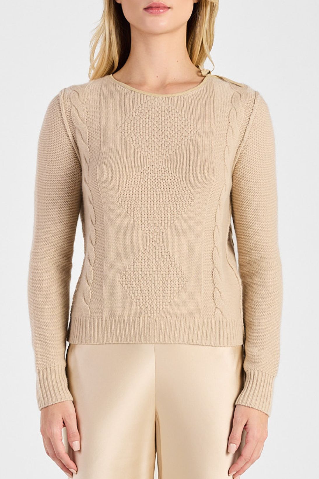 TEXTURED CABLE CREWNECK TOP