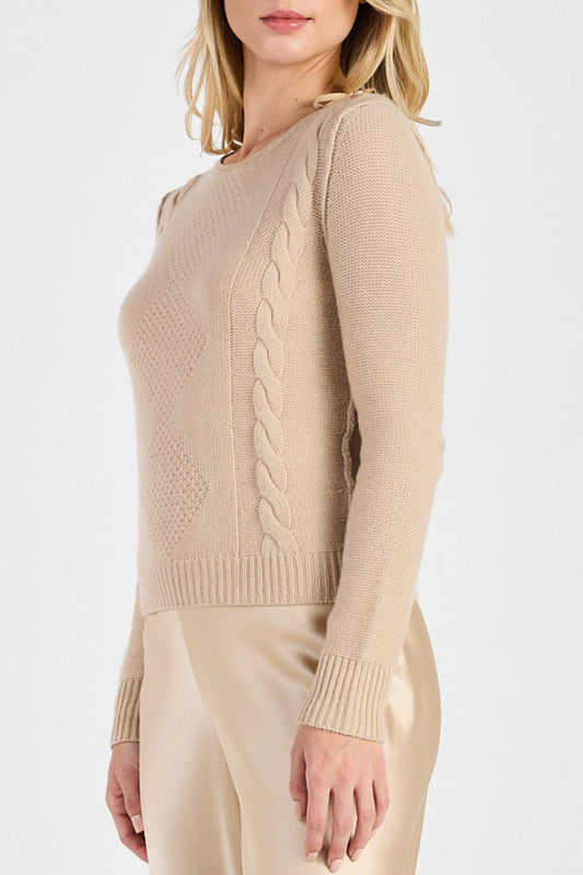 TEXTURED CABLE CREWNECK TOP