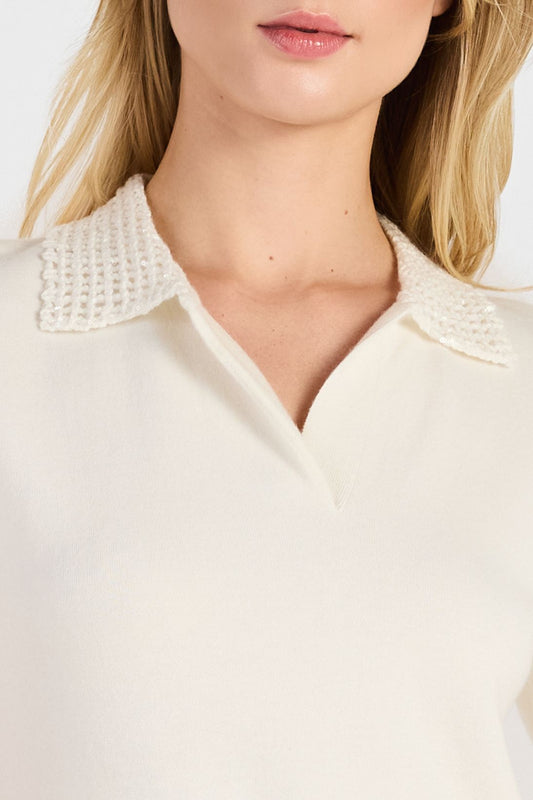 EMBROIDERED COLLAR TOP
