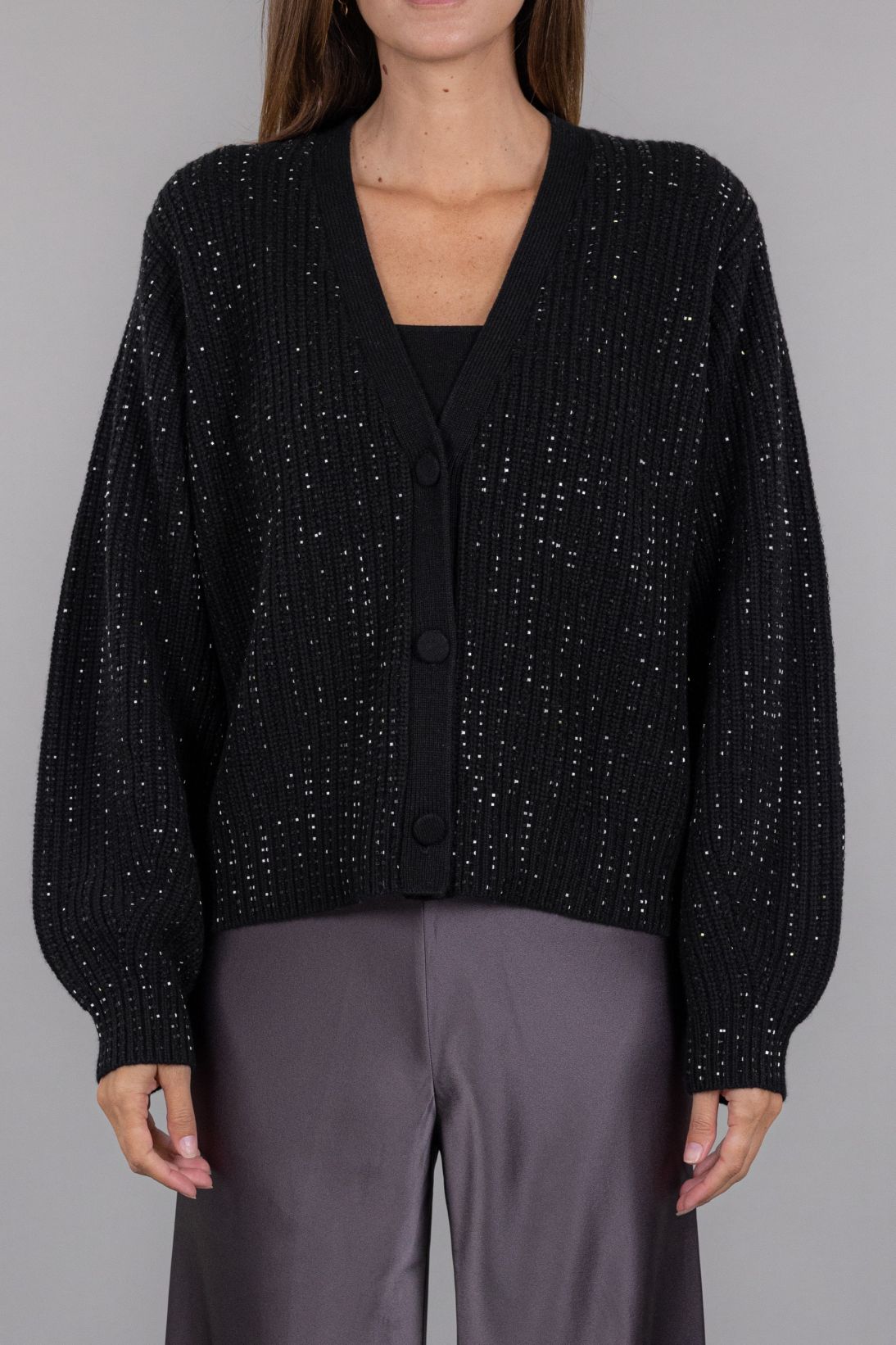 EMBELLISHED SHAKER STITCH CARDIGAN