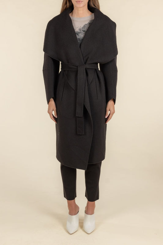 DRAPE FRONT COAT