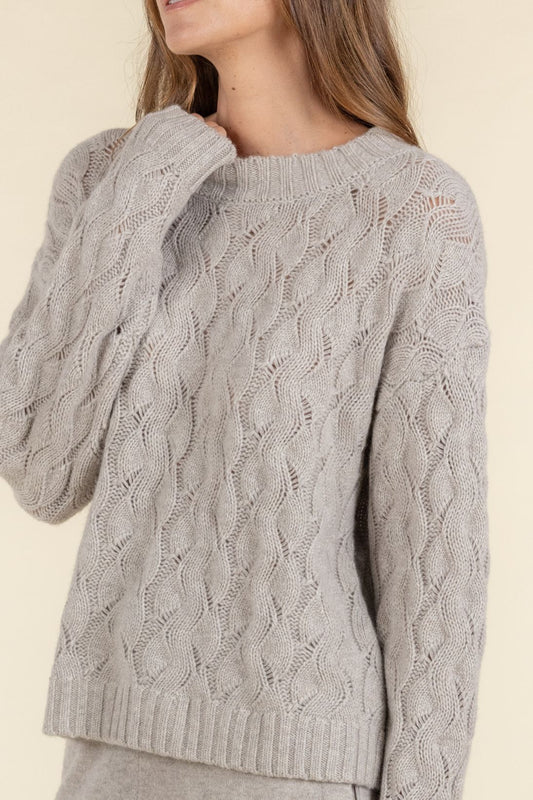 SUSTAINABLE CASHMERE CABLE SWEATER
