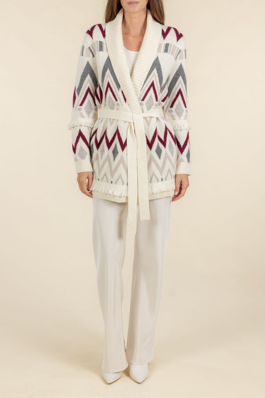 JACQUARD INTARSIA CARDIGAN