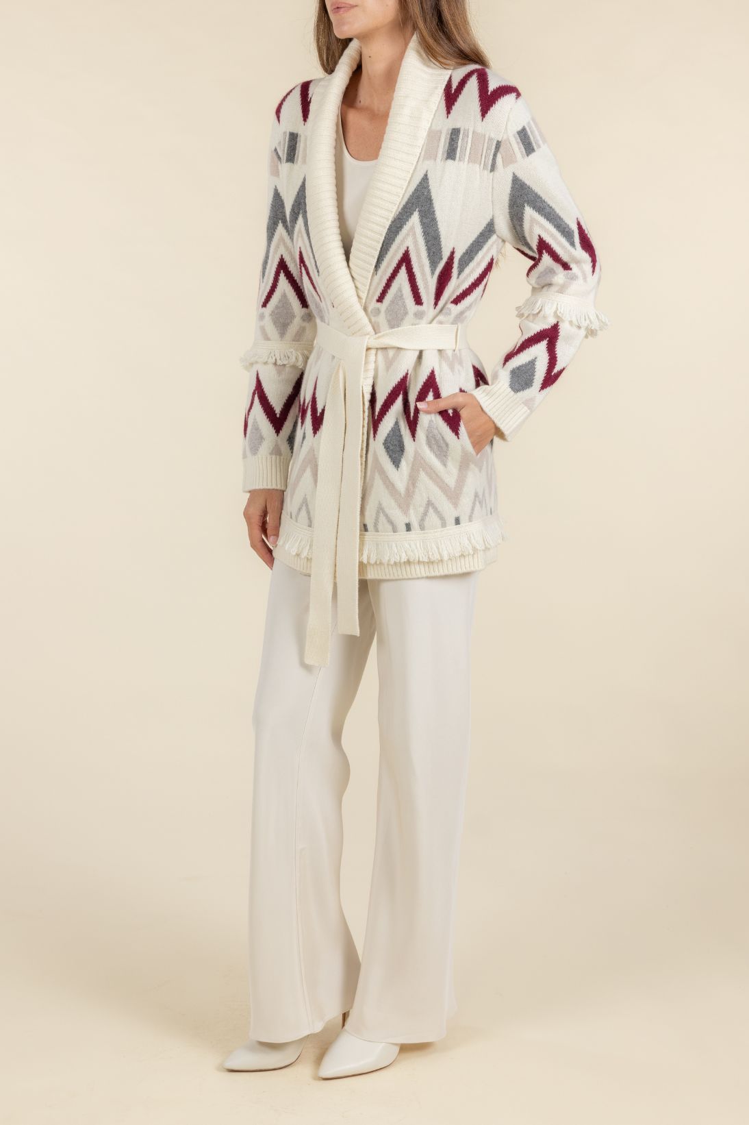 JACQUARD INTARSIA CARDIGAN