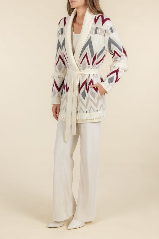 JACQUARD INTARSIA CARDIGAN