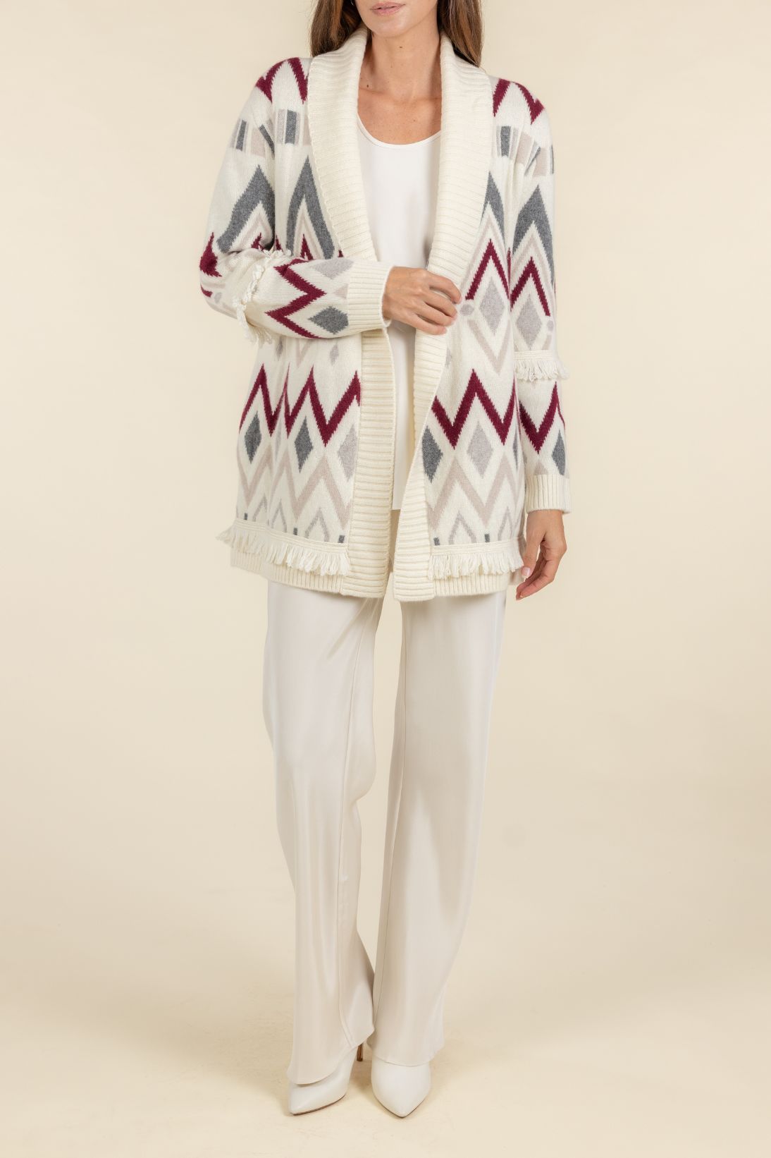 JACQUARD INTARSIA CARDIGAN
