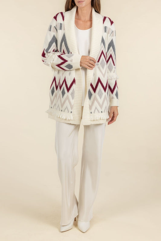 JACQUARD INTARSIA CARDIGAN