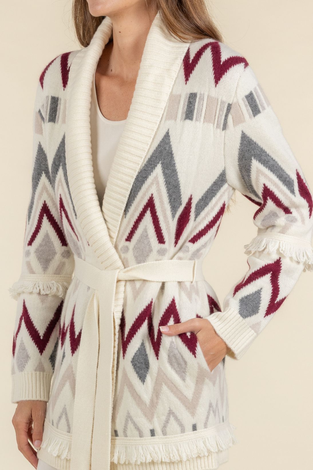JACQUARD INTARSIA CARDIGAN