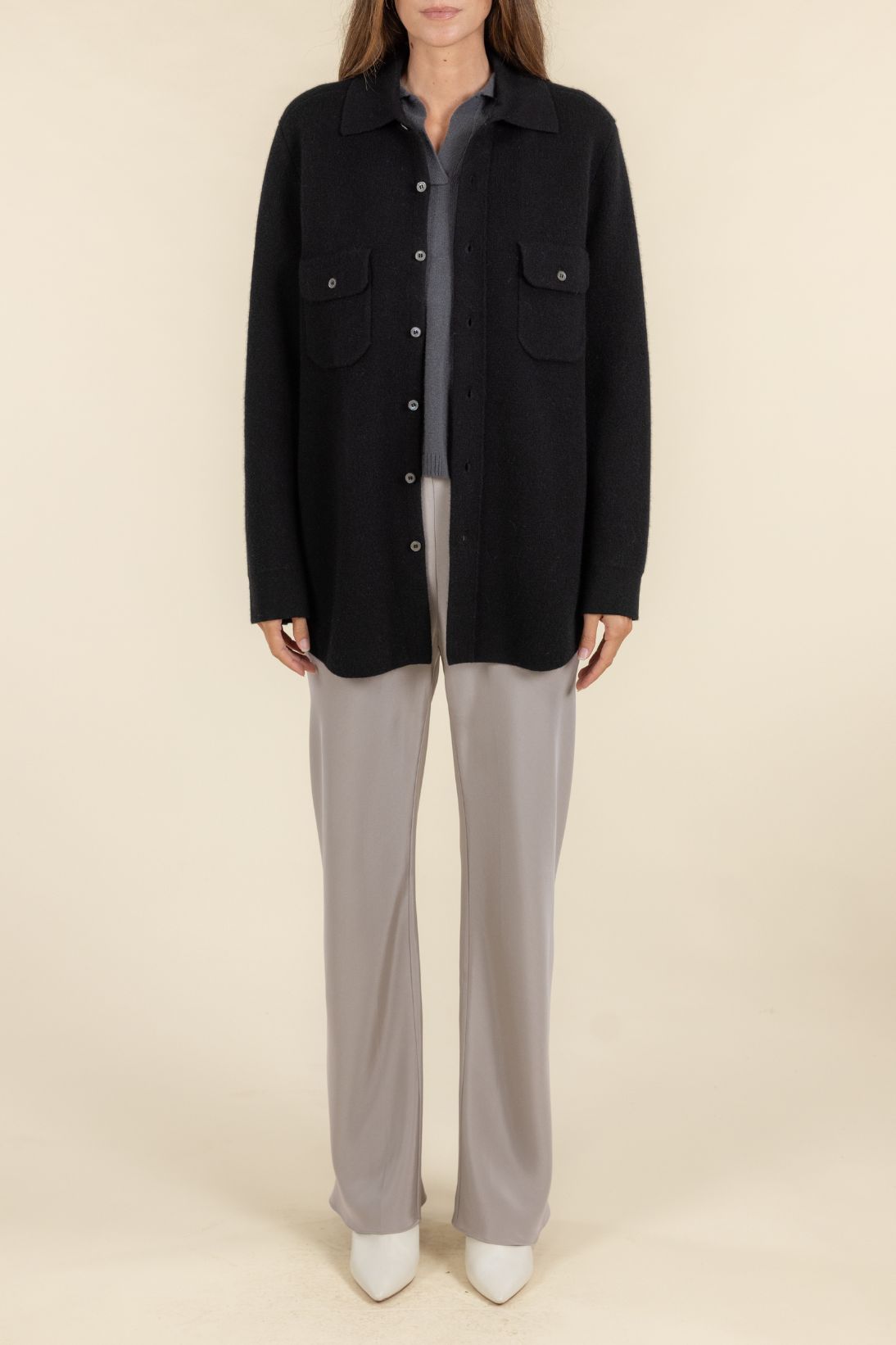 CASHMERE SHIRT JACKET WITH POCKETS