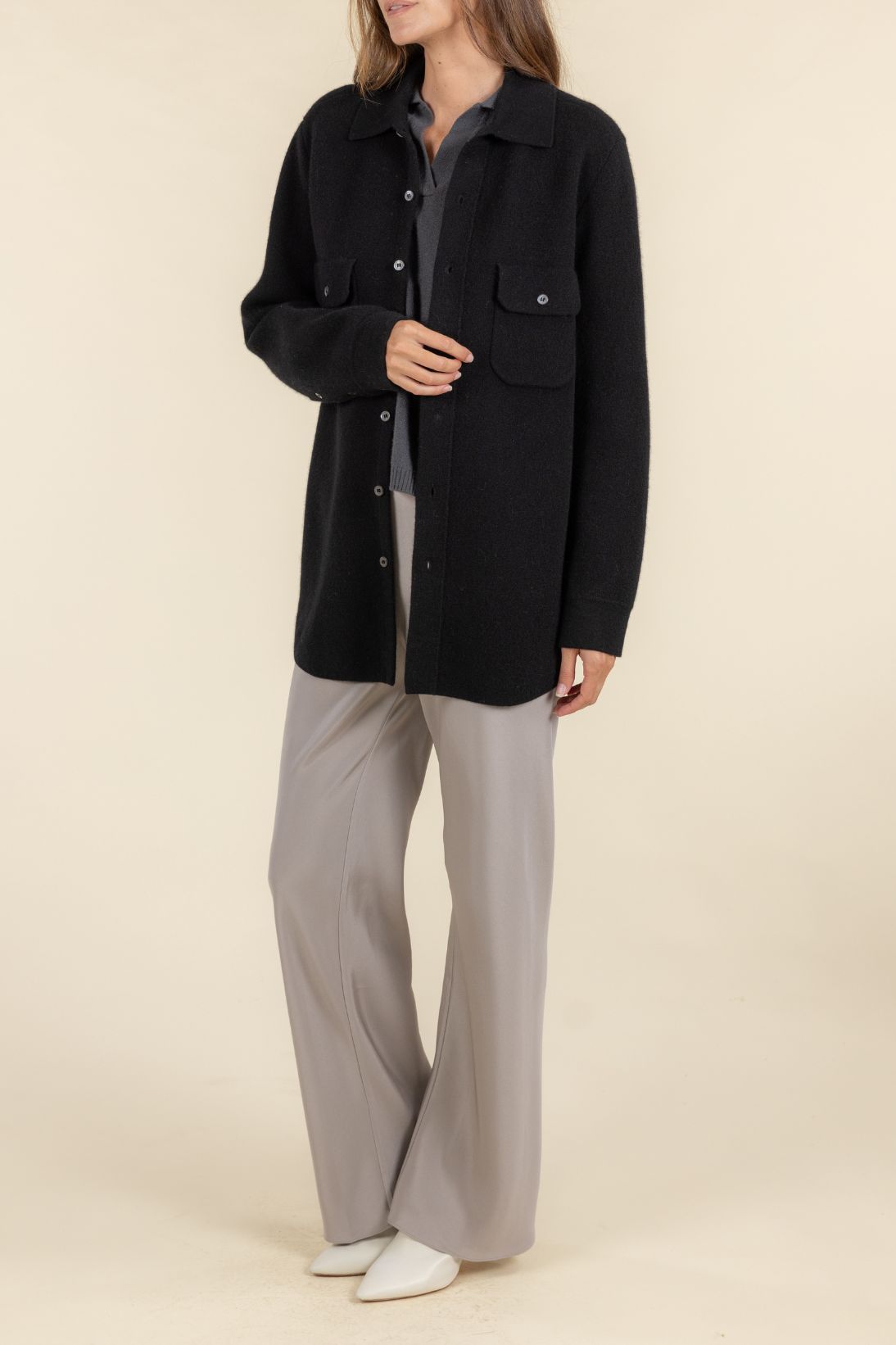 CASHMERE SHIRT JACKET WITH POCKETS