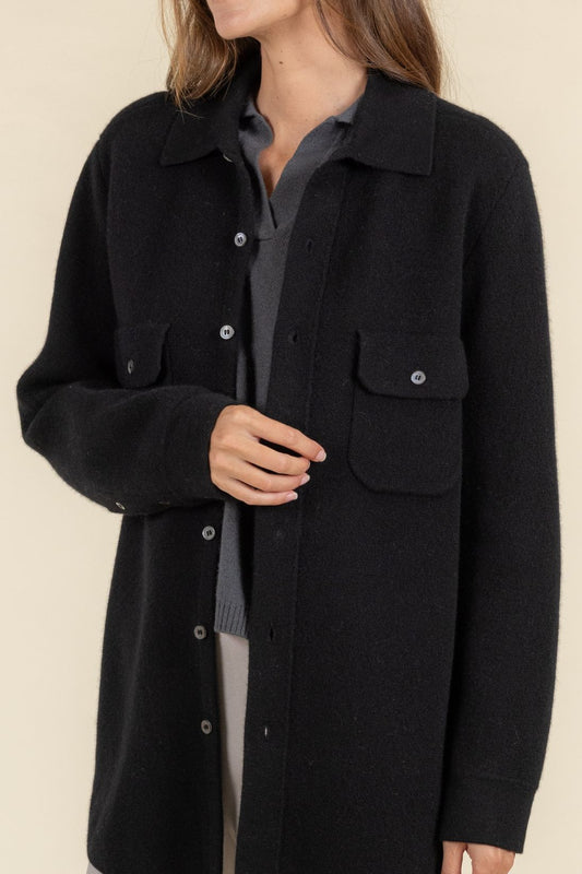 CASHMERE SHIRT JACKET WITH POCKETS
