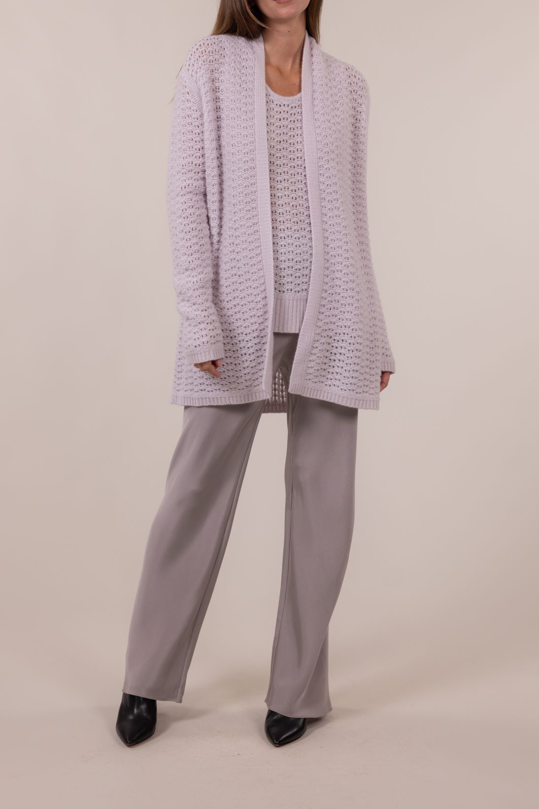 SUSTAINABLE CASHMERE OPEN WEAVE CARDIGAN