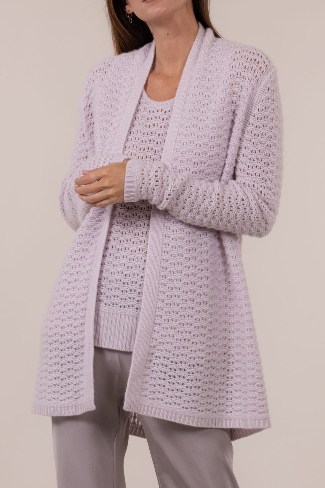 SUSTAINABLE CASHMERE OPEN WEAVE CARDIGAN