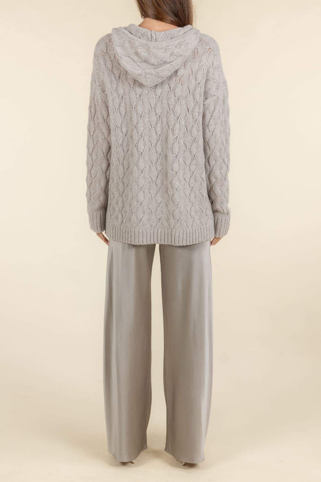 SUSTAINABLE CASHMERE CABLE HOODIE