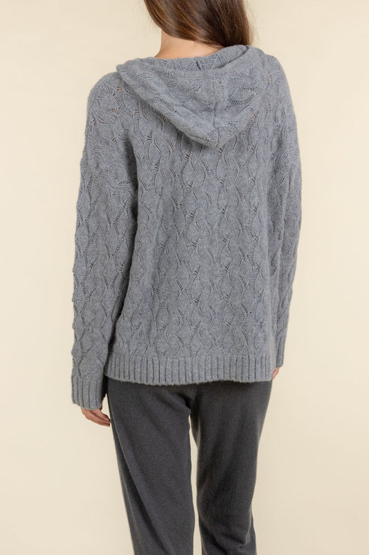 SUSTAINABLE CASHMERE CABLE HOODIE