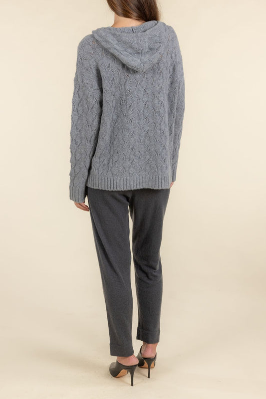 SUSTAINABLE CASHMERE CABLE HOODIE