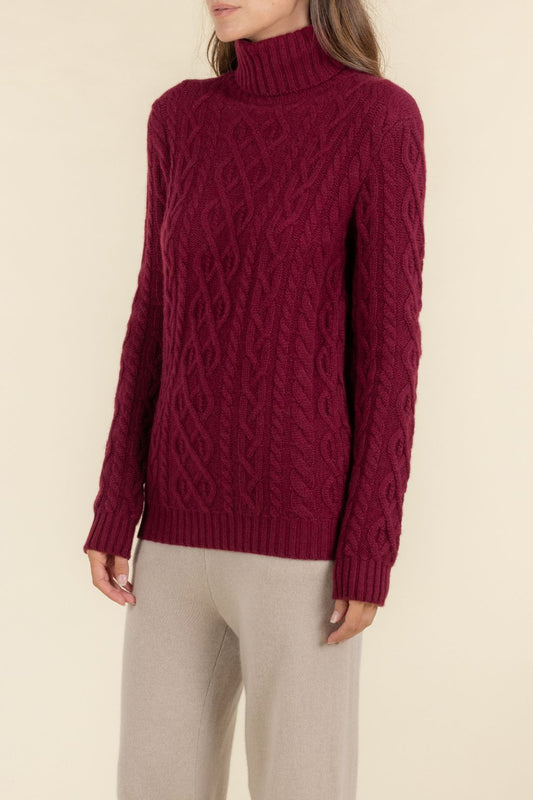 SUSTAINABLE CASHMERE CABLE TURTLENECK